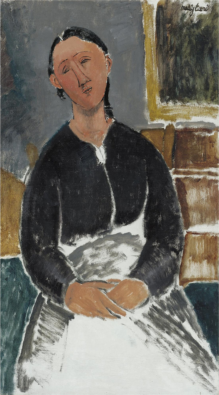 阿米迪奥·莫迪利亚尼(Amedeo Modigliani)油画-侍女(又称La Fantesca