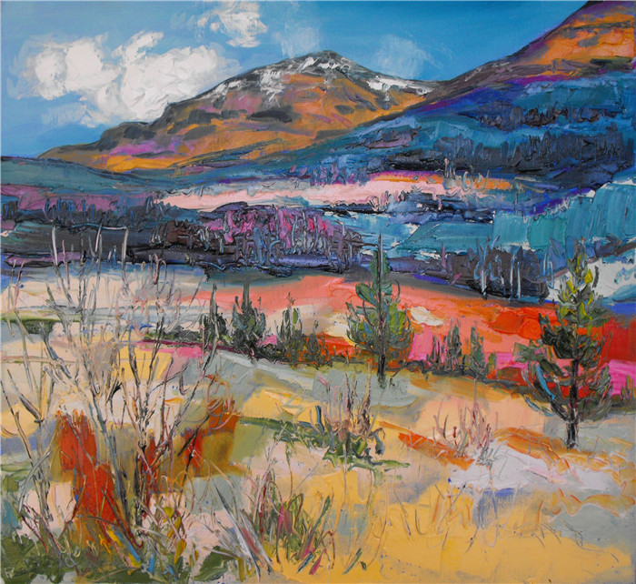 朱迪思·布里德格兰(Judith Bridgland)油画高清作品-高山 Mountain