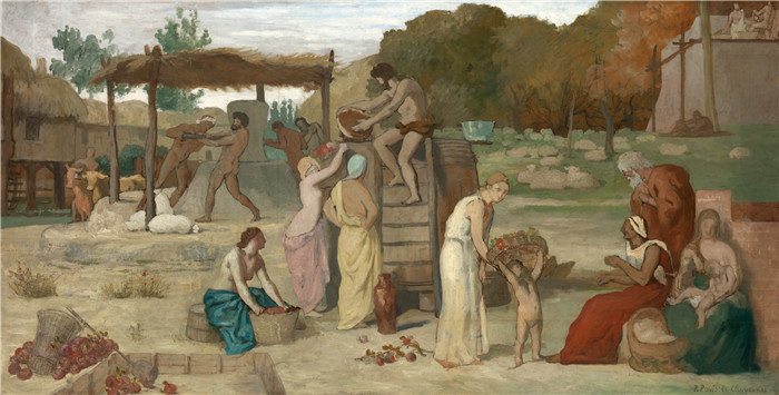 皮埃尔·皮维·德·夏凡纳(Pierre Puvis de Chavannes)作品-苹果酒,1864年