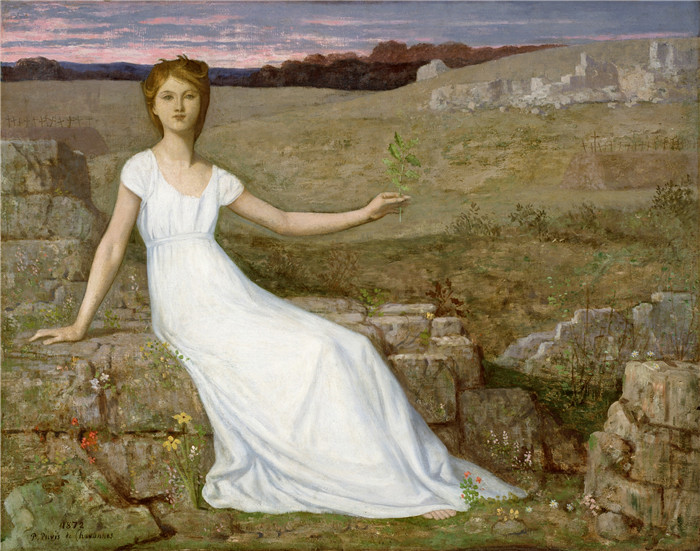 皮埃尔·皮维·德·夏凡纳(Pierre Puvis de Chavannes)作品-希望,1872年