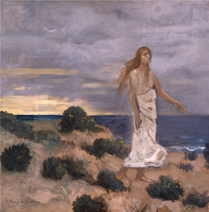 皮埃尔·皮维·德·夏凡纳(Pierre Puvis de Chavannes)作品-《海边的女人》,1887年