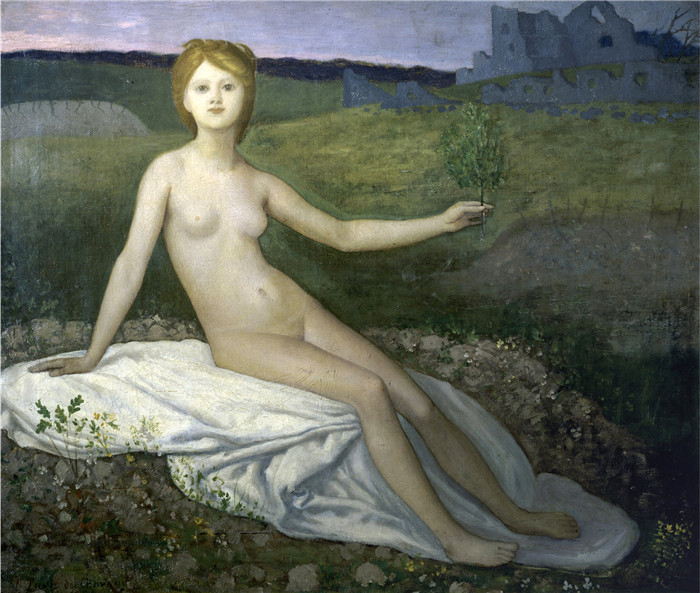 皮埃尔·皮维·德·夏凡纳(Pierre Puvis de Chavannes)作品-希望,1872年 02