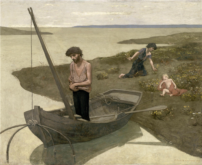 皮埃尔·皮维·德·夏凡纳(Pierre Puvis de Chavannes)作品-可怜的渔夫 01,1881年