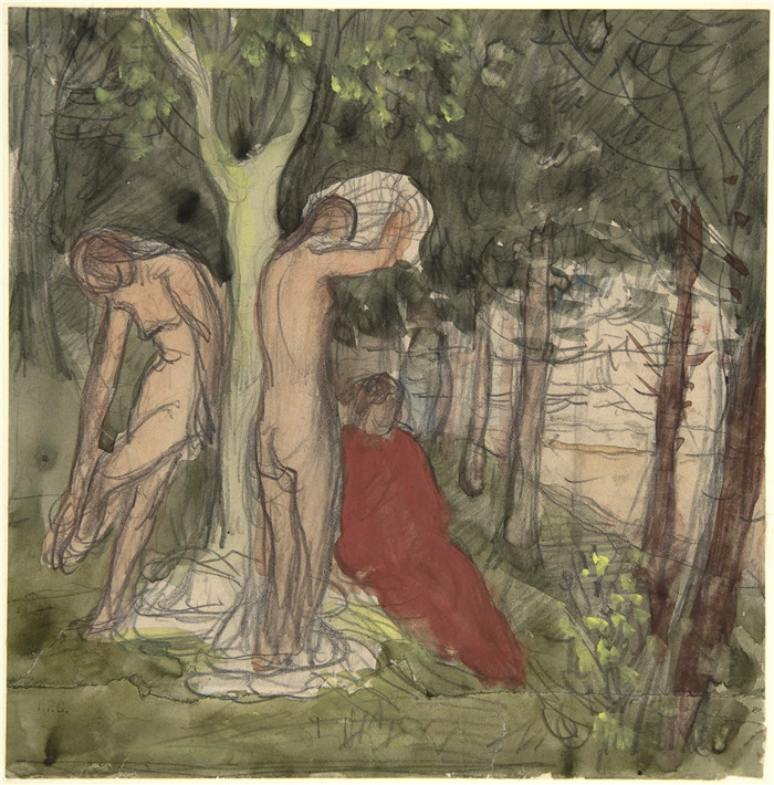 皮埃尔·皮维·德·夏凡纳(Pierre Puvis de Chavannes)作品-洗澡者Bathers
