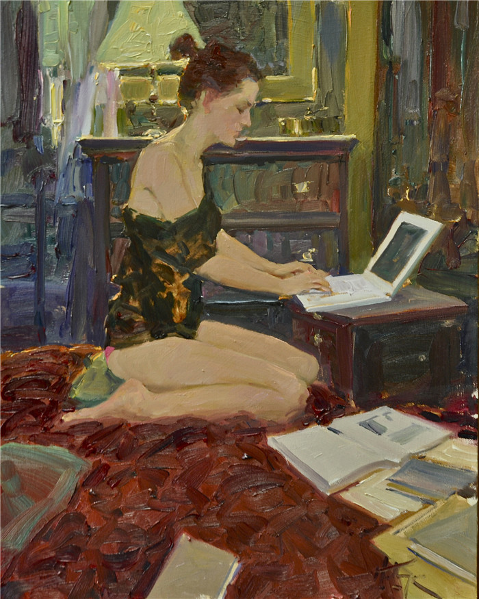 大卫·赫廷格(David Hettinger) 高清作品-玩电脑的女子