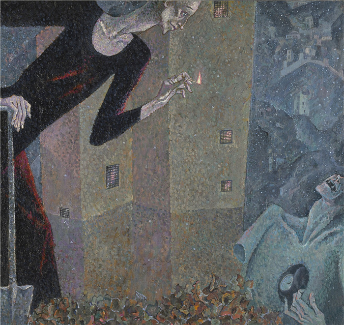 鲍里斯·斯维什尼科夫(Boris Sveshnikov)作品-《夜醒》,1964年