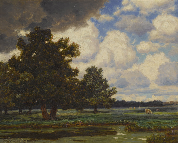 伊万·费多罗维奇·乔尔塞(Ivan Fedorovich Choultsé)作品-牧场奶牛的林地景观