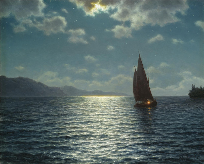 伊万·费多罗维奇·乔尔塞(Ivan Fedorovich Choultsé)作品-莱曼湖上的月亮升起