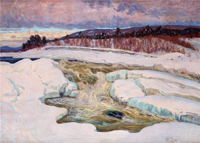 安东·亨伯格(Anton Genberg )风景作品-Handlsforsen, 1917