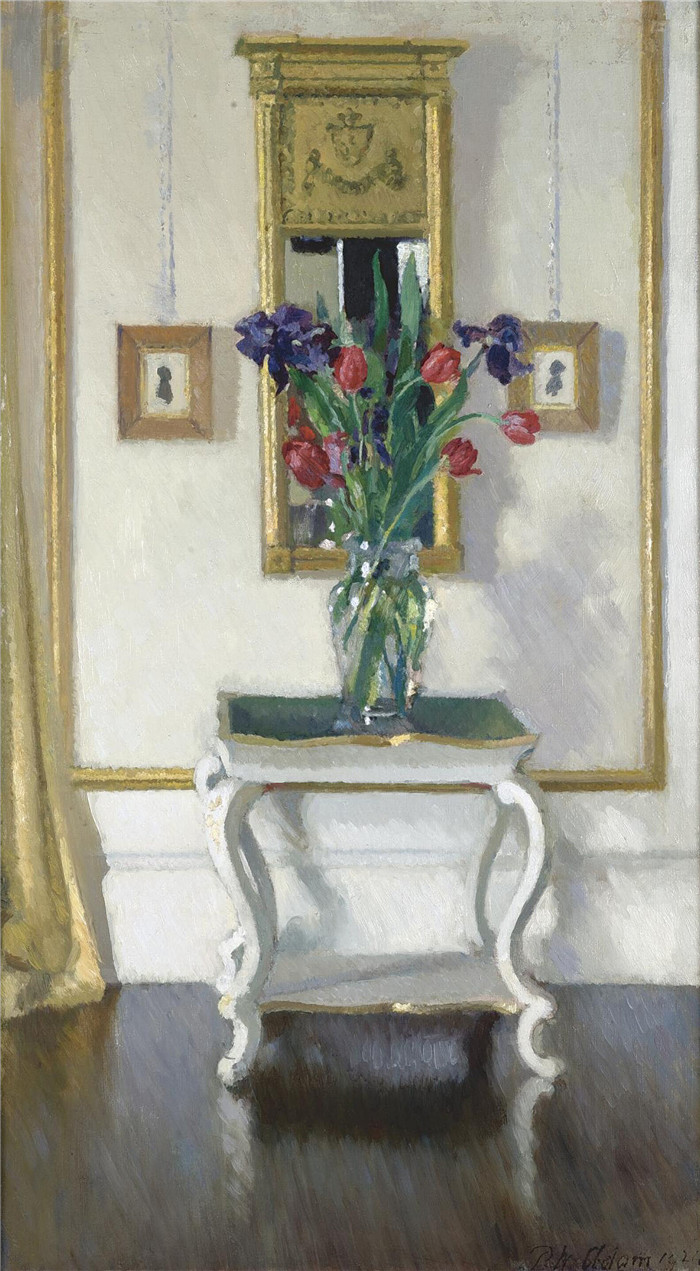 帕特里克·威廉·亚当(Patrick William Adam)作品下载-白色花架,1924年