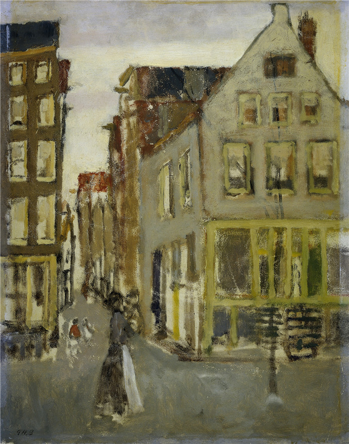 乔治·亨德里克·布莱特纳(George Hendrik Breitner)作品-De Lauriergracht bij de Tweede Laurierdwarsstraat