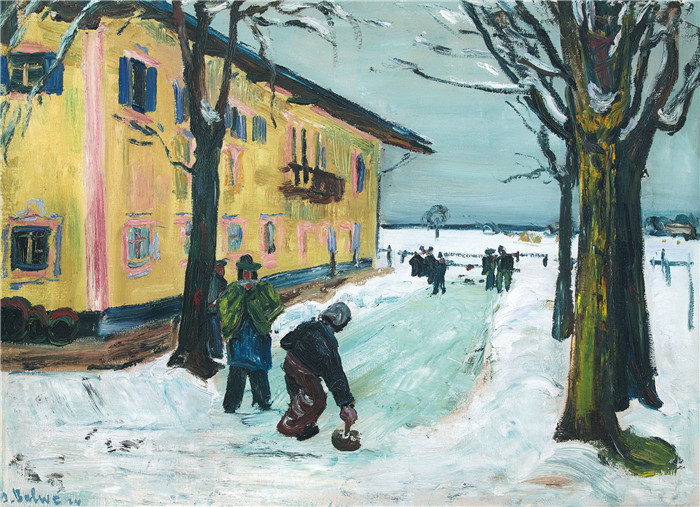 阿诺德·鲍威(Arnold Balwe)高清作品-EisstockschiebenFeldwies 1934年