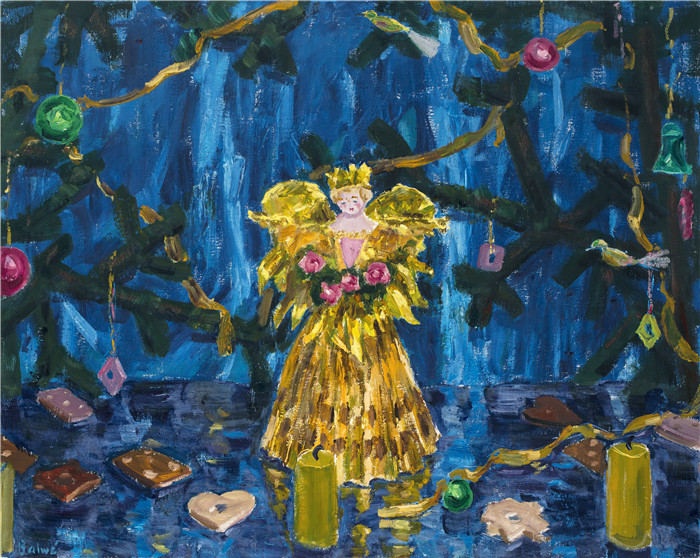 阿诺德·鲍威(Arnold Balwe)高清作品-玫瑰金天使 1960 Ol auf Leinwand 73 x 92 cm