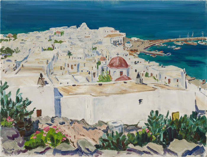 阿诺德·鲍威(Arnold Balwe)高清作品-米科诺斯与港口 76 x 100 cm