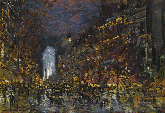 康斯坦丁·柯罗文(Constantin Korovin)高清作品-巴黎夜景,1930