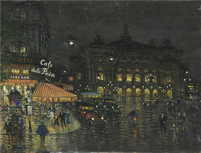 康斯坦丁 柯罗文(Constantin Korovin)高清作品-巴黎和平咖啡馆 Cafe de la paix paris