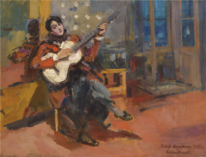 康斯坦丁·柯罗文(Constantin Korovin)高清作品-吉他手THE GUITAR PLAYER