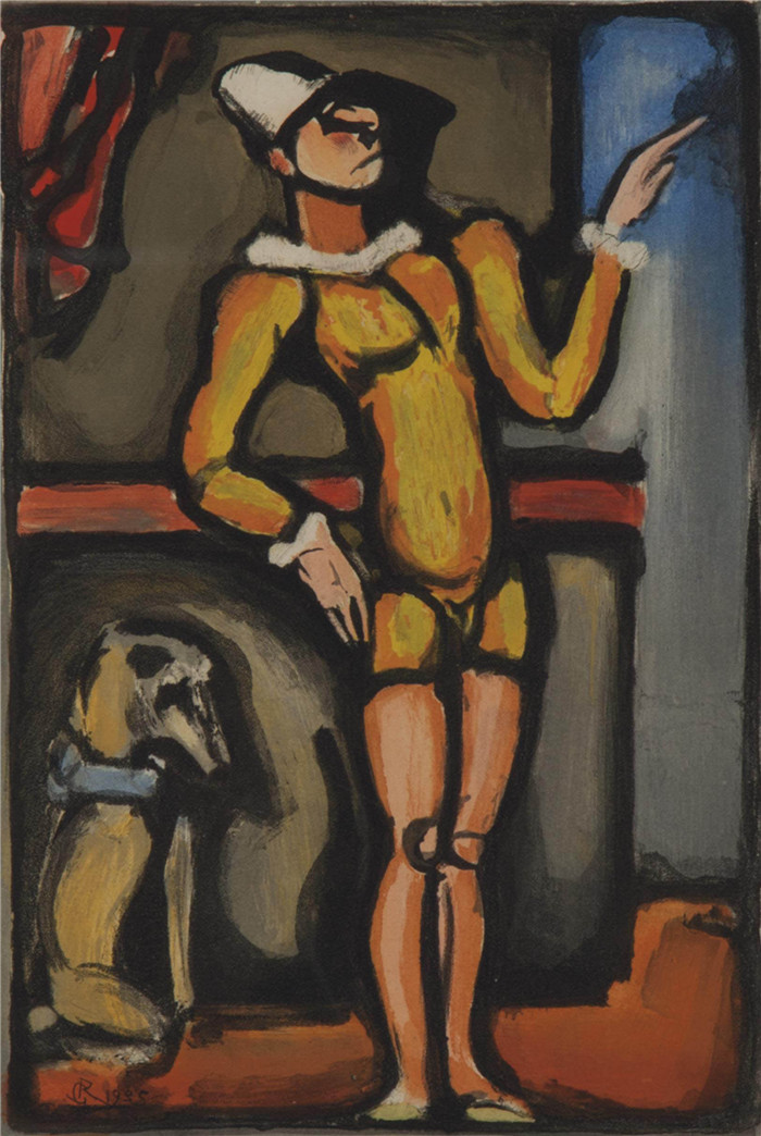 乔治·鲁奥(Georges Rouault)高清作品-来自莱托伊尔·菲兰特马戏团的奥古斯特·普拉特十六世