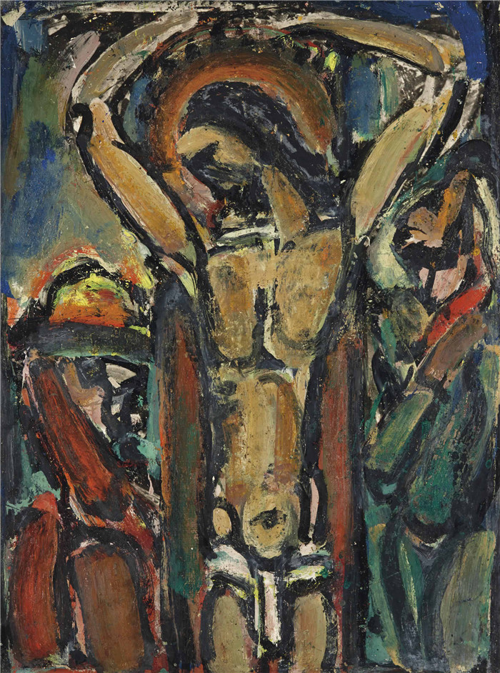 乔治·鲁奥(Georges Rouault)高清作品-基督在柱子上 christ a la colonne