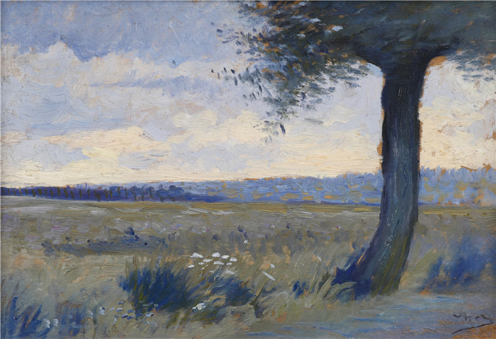 阿尔方斯·奥斯伯特(Alphonse Osbert) 高清油画-维希附近风景,1894年