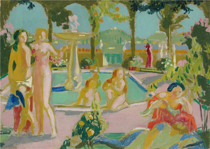 莫里斯·丹尼斯(Maurice Denis)高清作品-阿米德花园,素描(1908)