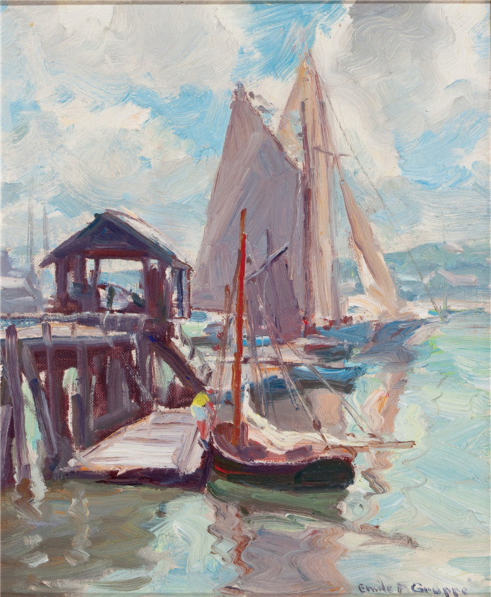 埃米尔·阿尔伯特·格鲁佩(Emile Albert Gruppe)高清作品-干燥帆画布油画