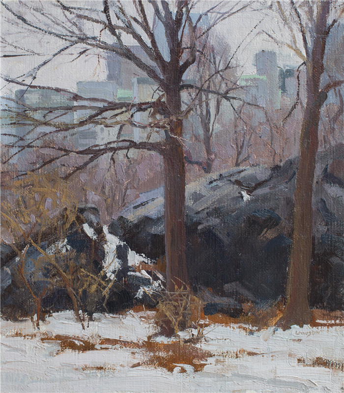 T·艾伦·劳森(T. Allen Lawson)高清作品-公园里的一月 January in the Park,1988