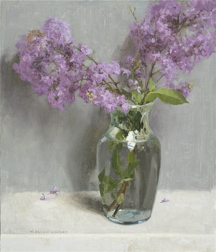 T·艾伦·劳森(T. Allen Lawson)高清作品-静物 T Allen Lawson_Lilacs_36x31cm