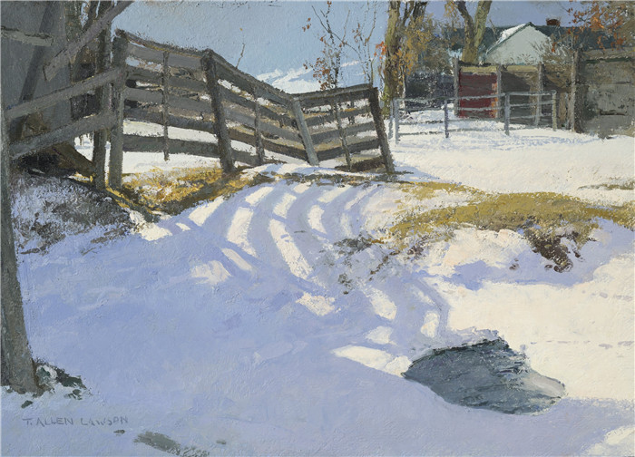 T·艾伦·劳森(T. Allen Lawson)高清作品-水坑The Watering Hole_34x47cm