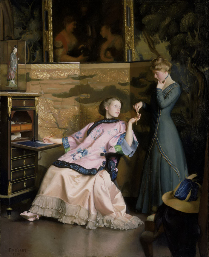 威廉·麦格雷戈·帕克斯顿(William McGregor Paxton)高清作品-新项链
