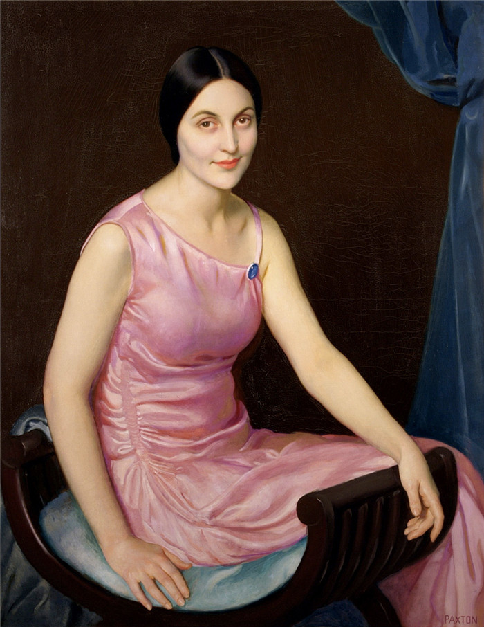 威廉·麦格雷戈·帕克斯顿(William McGregor Paxton)高清作品-粉红色裙子