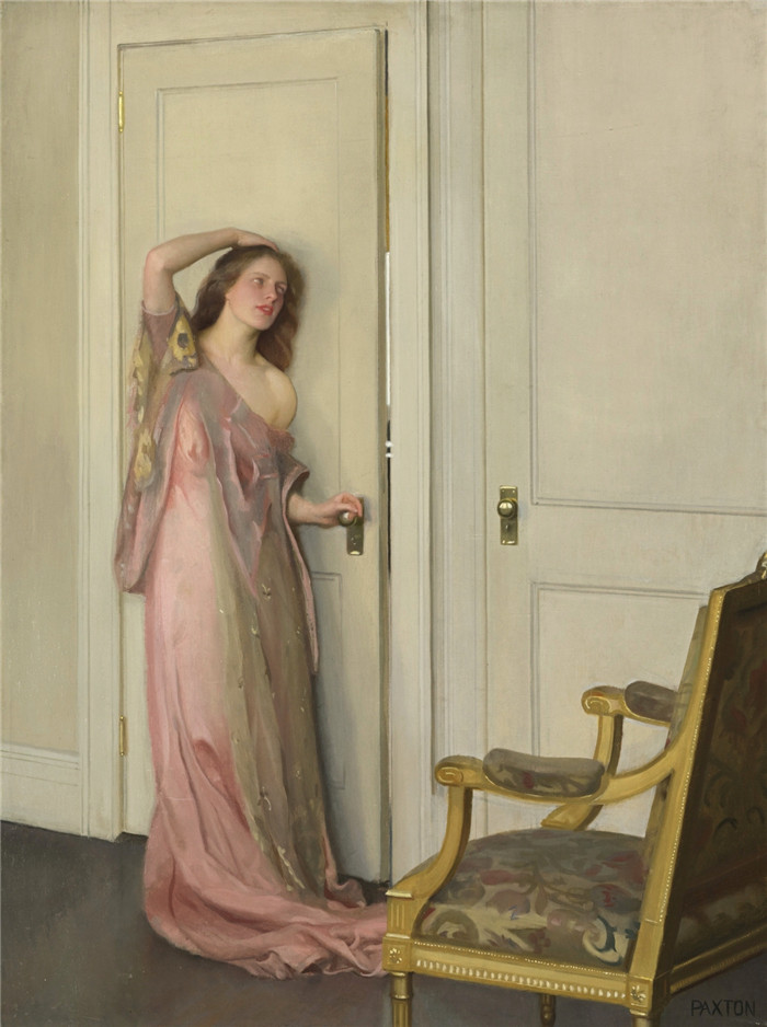 威廉·麦格雷戈·帕克斯顿(William McGregor Paxton)高清作品-门边的女子