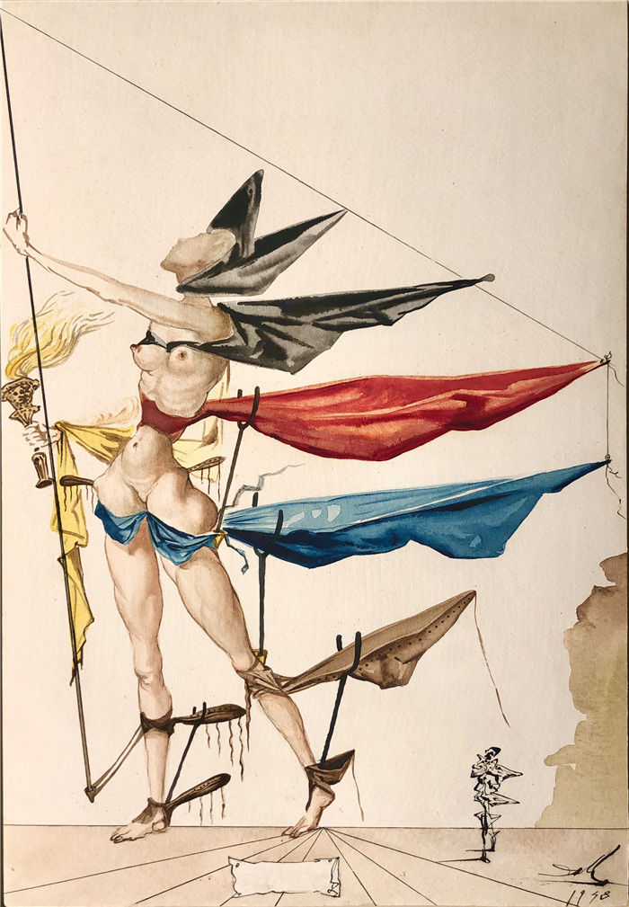 萨尔瓦多·达利 (Salvador Dali)高清-服装倾倒如你所愿 Projet de costume pour As you like it (1948)