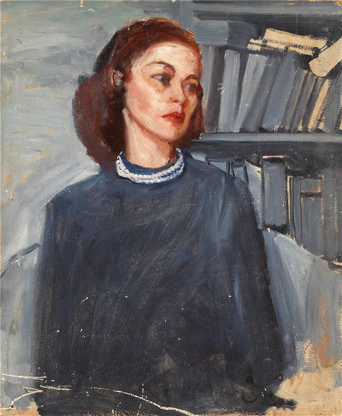 阿尔森•斯金纳•克拉克 (Alson Skinner Clark）高清作品-安妮在她的书房里