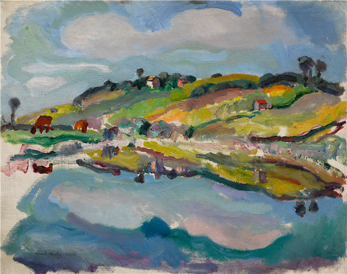 拉乌尔·杜菲(Raoul Dufy)高清作品-杜塔尔的卢瓦尔河 Le Loir À Durtal, 1906