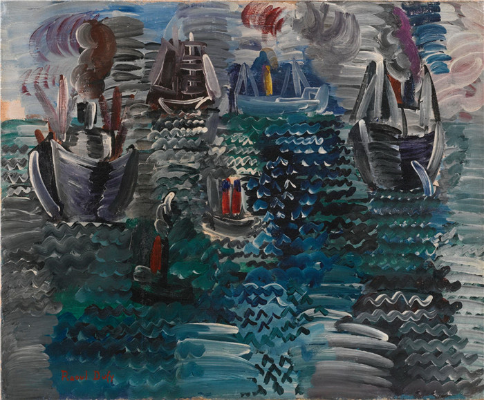 拉乌尔·杜菲(Raoul Dufy)高清作品-海上货物 Marine Aux Cargos, 1924
