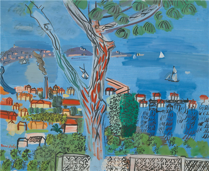 拉乌尔·杜菲(Raoul Dufy)高清作品-帆船与松树