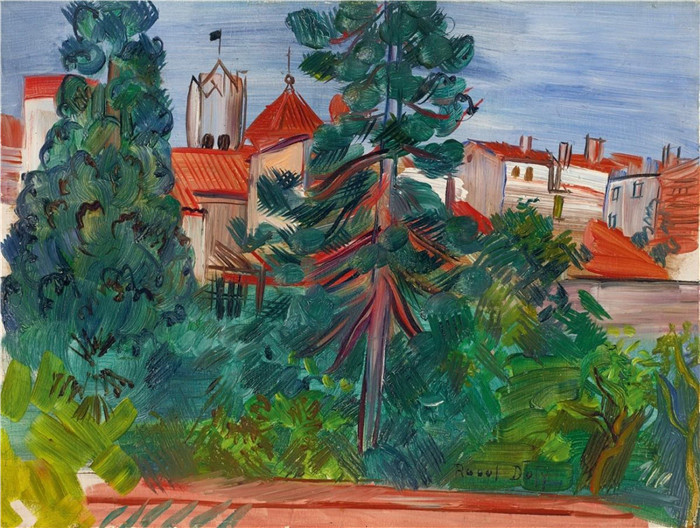 拉乌尔·杜菲(Raoul Dufy)高清作品-塞雷特村 Le Village de Céret