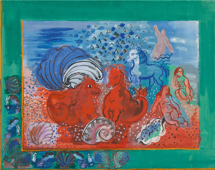 拉乌尔·杜菲(Raoul Dufy)高清作品-奈亚德和海马