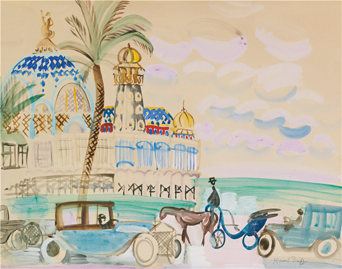 拉乌尔·杜菲(Raoul Dufy)高清作品-尼斯,赌场, 1925年