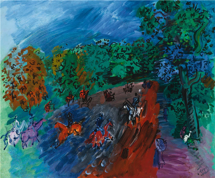 拉乌尔·杜菲(Raoul Dufy)高清作品-木材L'entrainement Au Bois, 1928