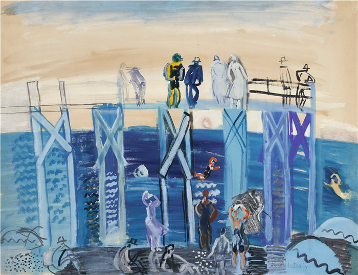 拉乌尔·杜菲(Raoul Dufy)高清作品-勒阿弗尔城堡 L'Estacade du Havre, 1924