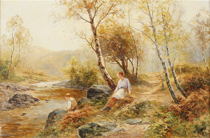 欧内斯特·沃尔伯恩(Ernest Walbourn)高清作品-景观 Landscape. 51 x 76 cm.