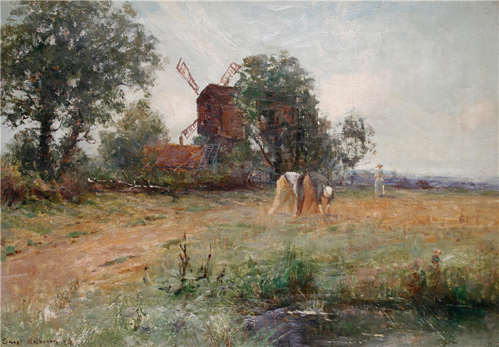 欧内斯特·沃尔伯恩(Ernest Walbourn)高清作品-一幅苏塞克斯的风景画