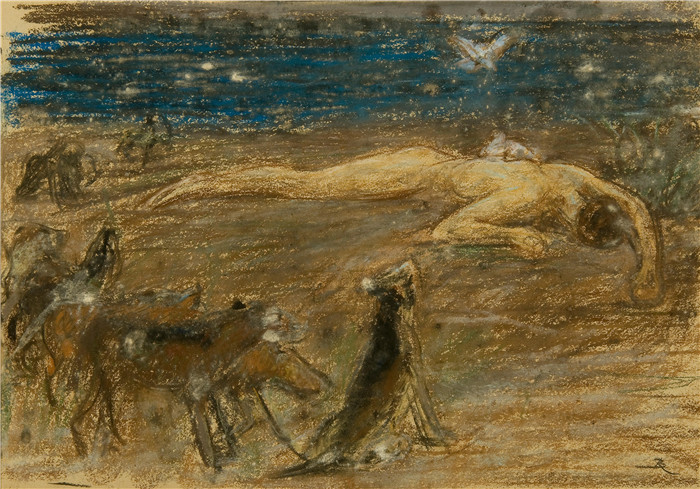 布里顿·里维尔(Briton Riviere)高清作品-《赫克托死了》