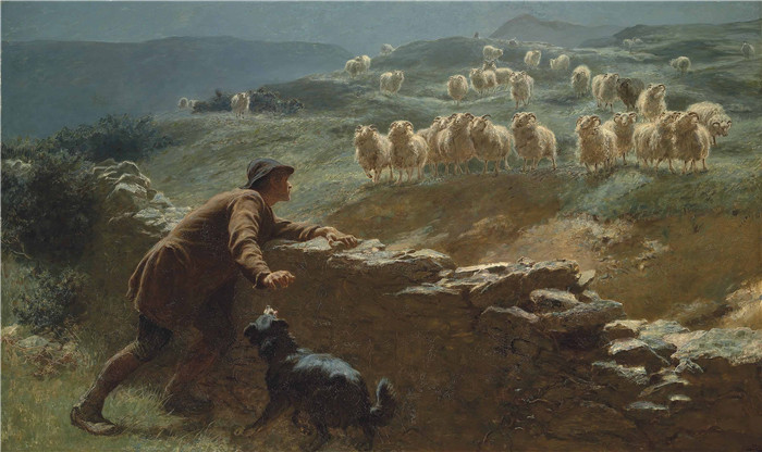 布里顿·里维尔(Briton Riviere)高清作品-《牧羊人》