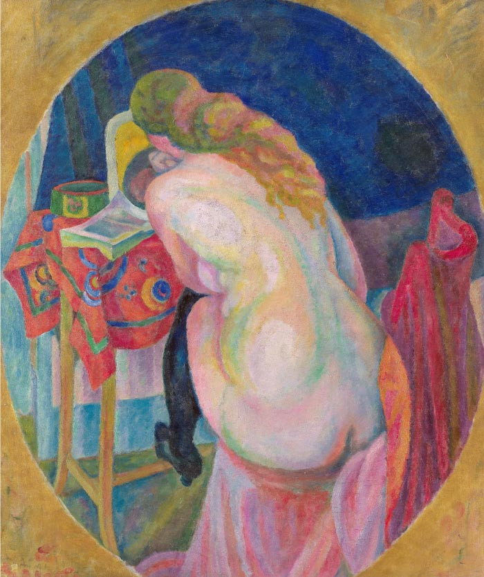 罗伯特·德劳内(Robert Delaunay)高清作品-裸体女人阅读