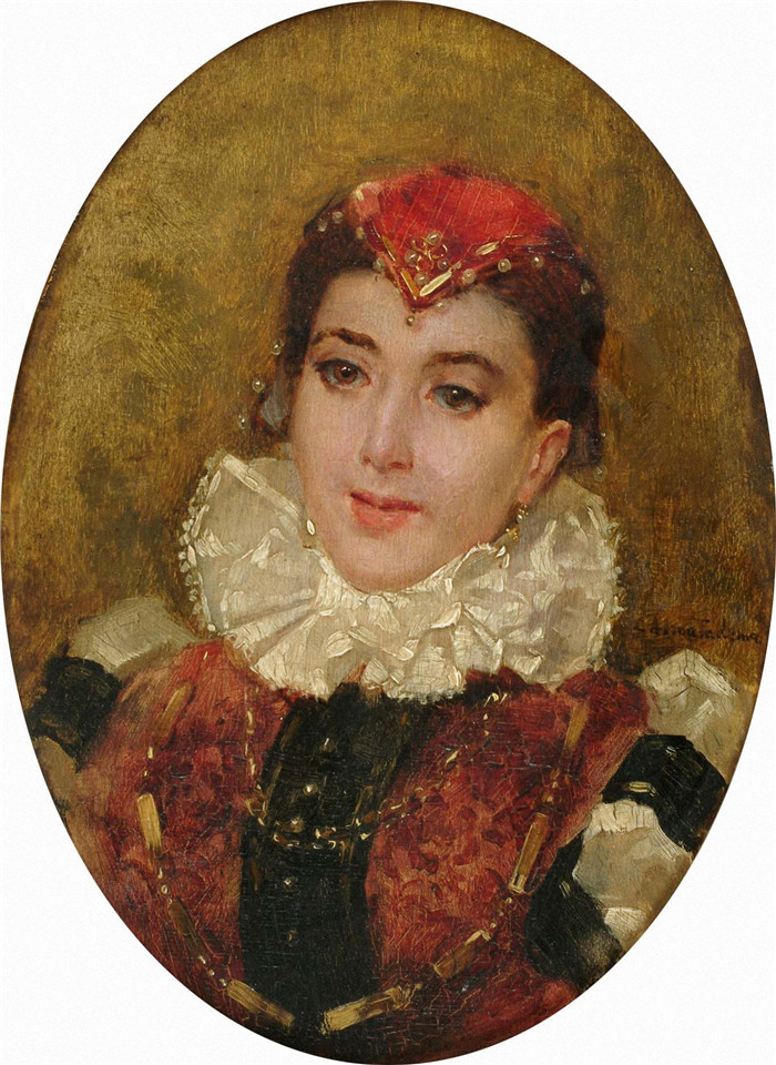 查尔斯·爱德华·佩鲁吉尼(Charles Edward Perugini )高清作品-一位女士的头