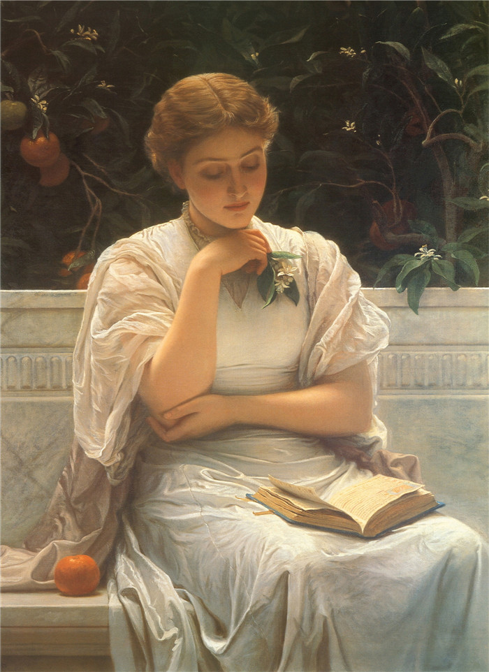 查尔斯·爱德华·佩鲁吉尼(Charles Edward Perugini )高清作品-女孩阅读