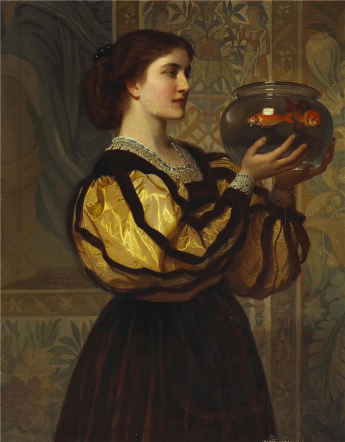 查尔斯·爱德华·佩鲁吉尼(Charles Edward Perugini )高清作品-金鱼碗